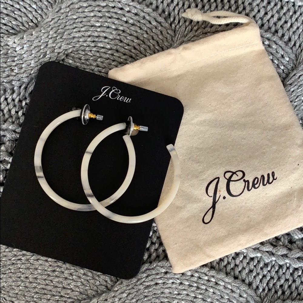 J. Crew White Tortoise Hoops
